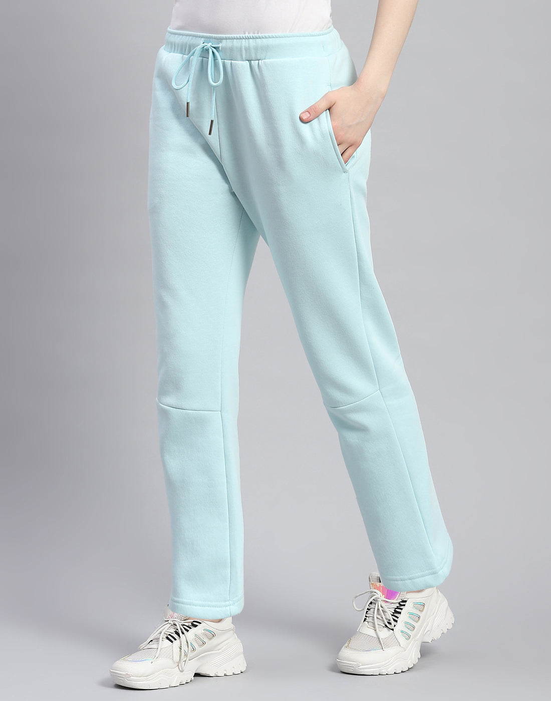 Women Blue Printed Stand Collar Full Sleeve Tracksuit