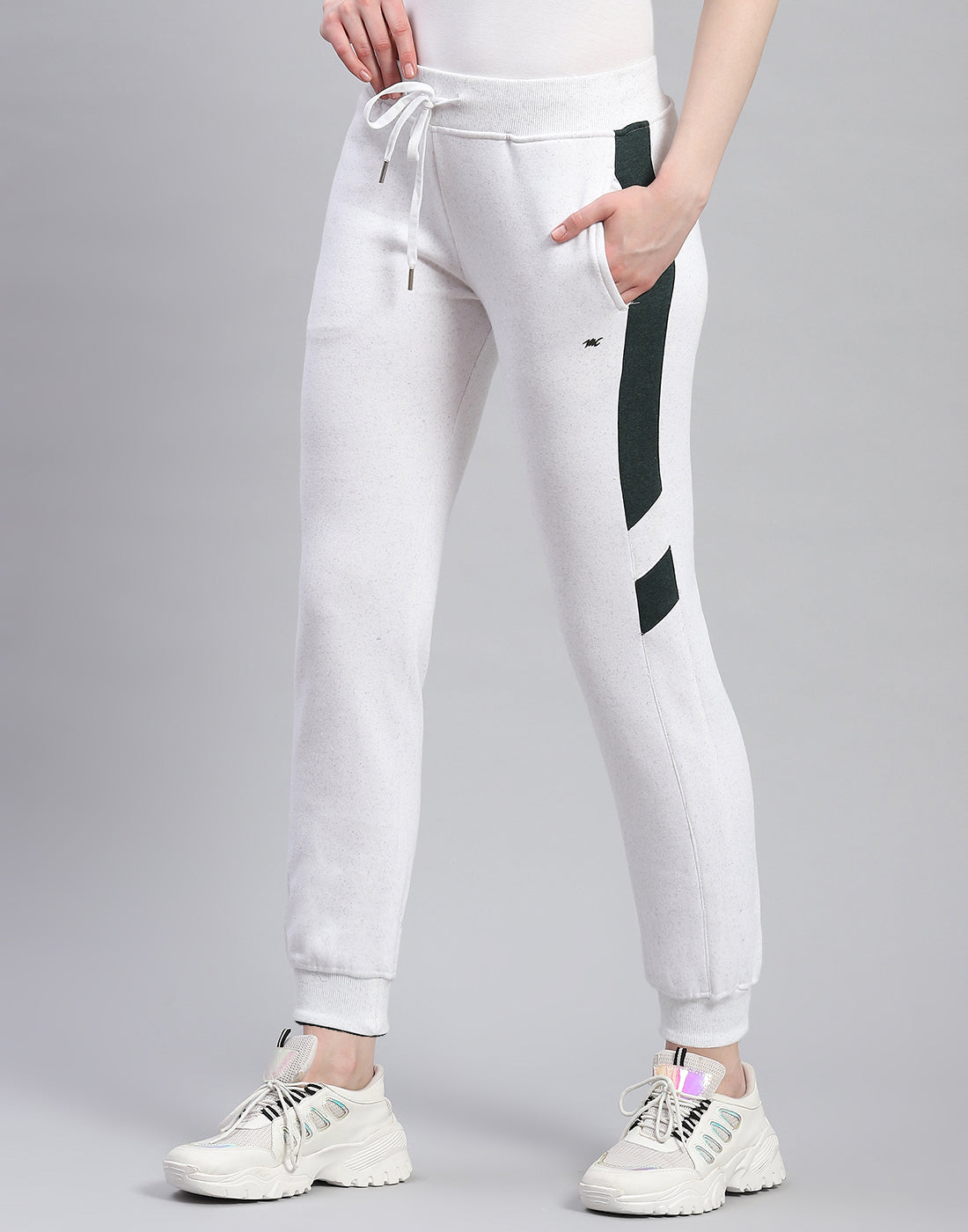 Women White Printed Hooded Full Sleeve Tracksuit