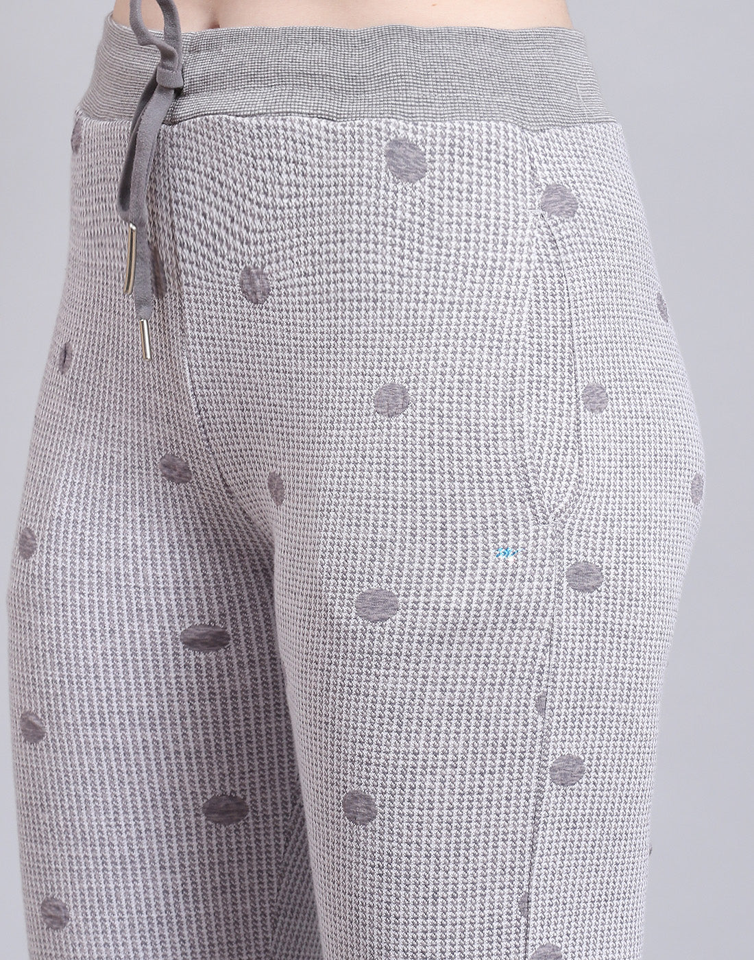 Women Grey Self Design Hooded Full Sleeve Tracksuit