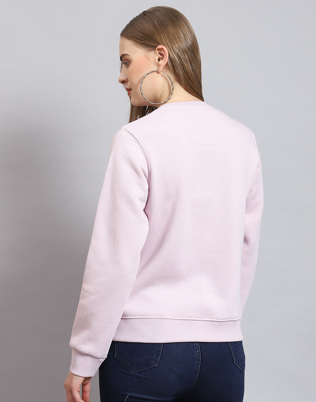 Women Purple Embroidered Round Neck Full Sleeve Sweatshirt