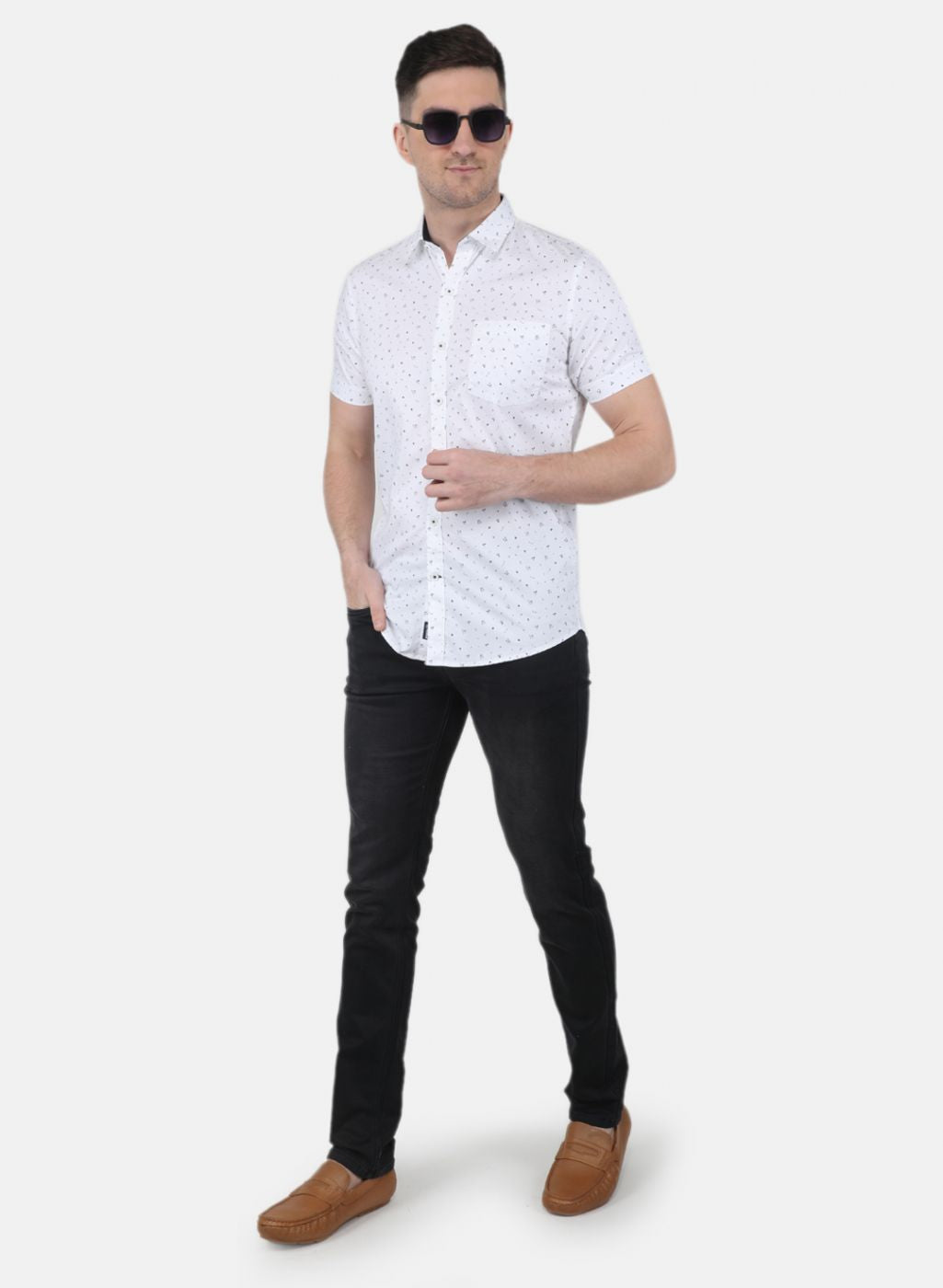 Men White Printed Shirt