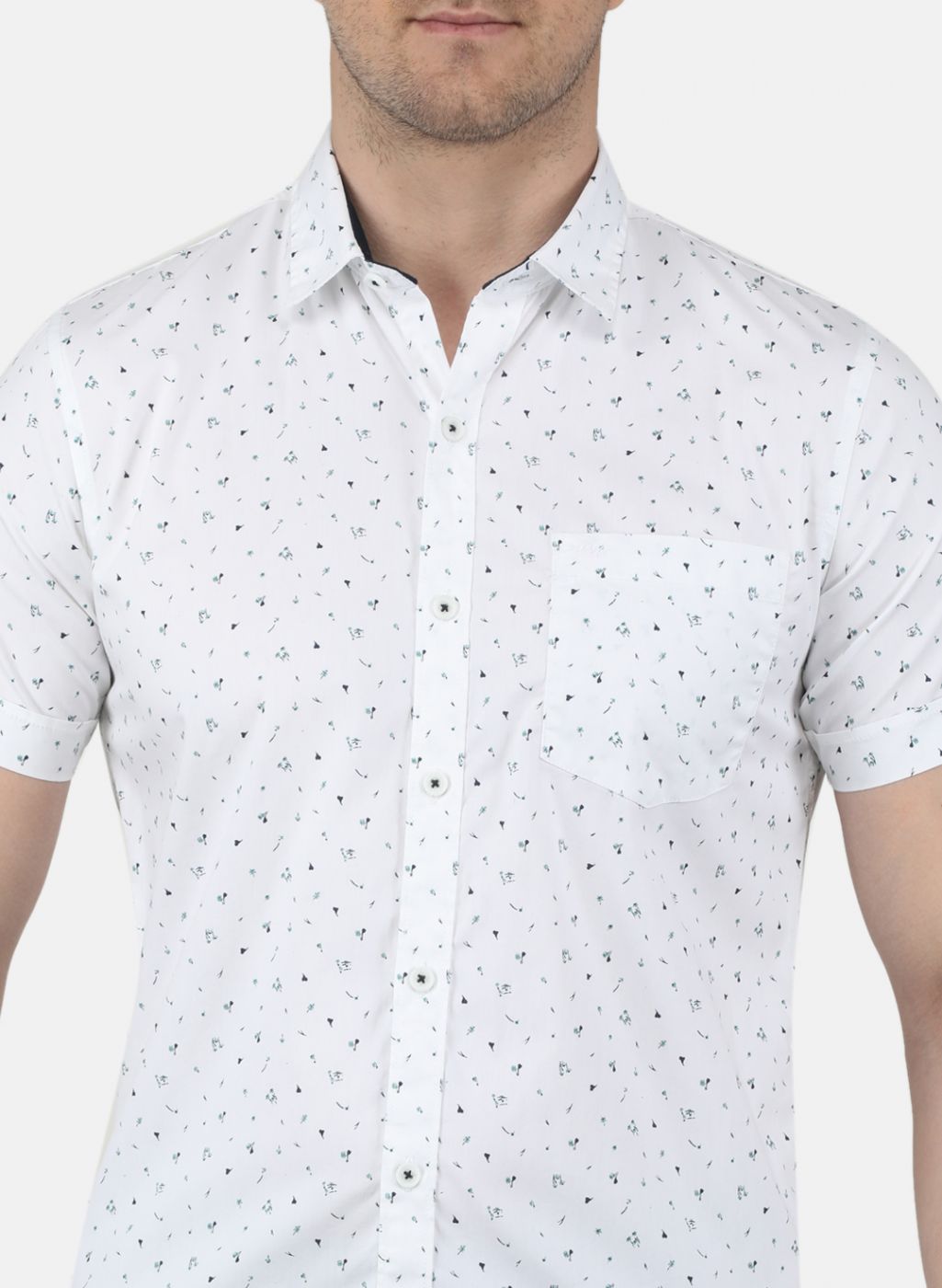 Men White Printed Shirt