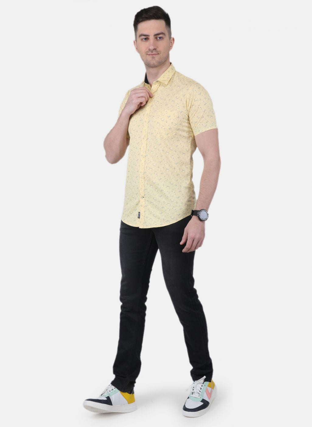 Men Yellow Printed Shirt