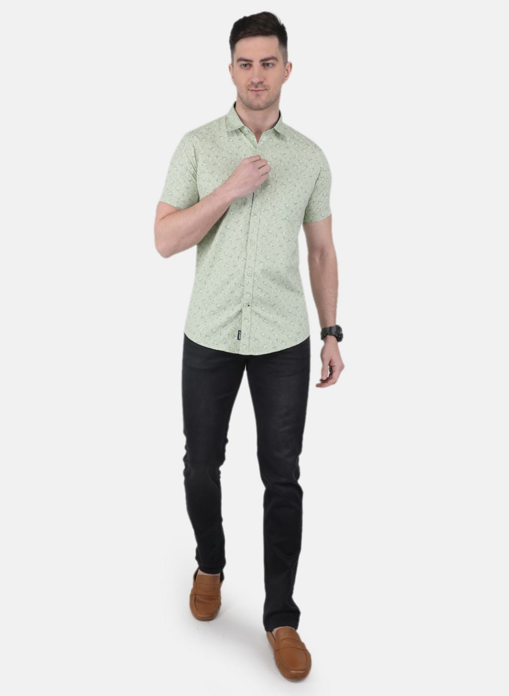 Men Green Printed Shirt