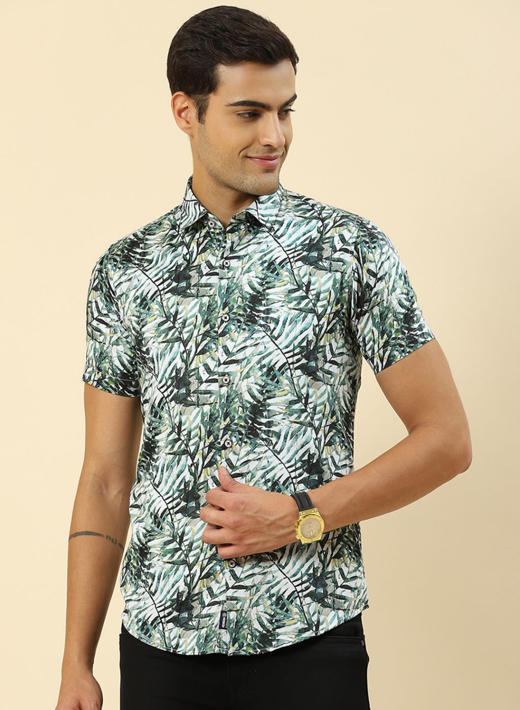 Men Green Printed Shirt