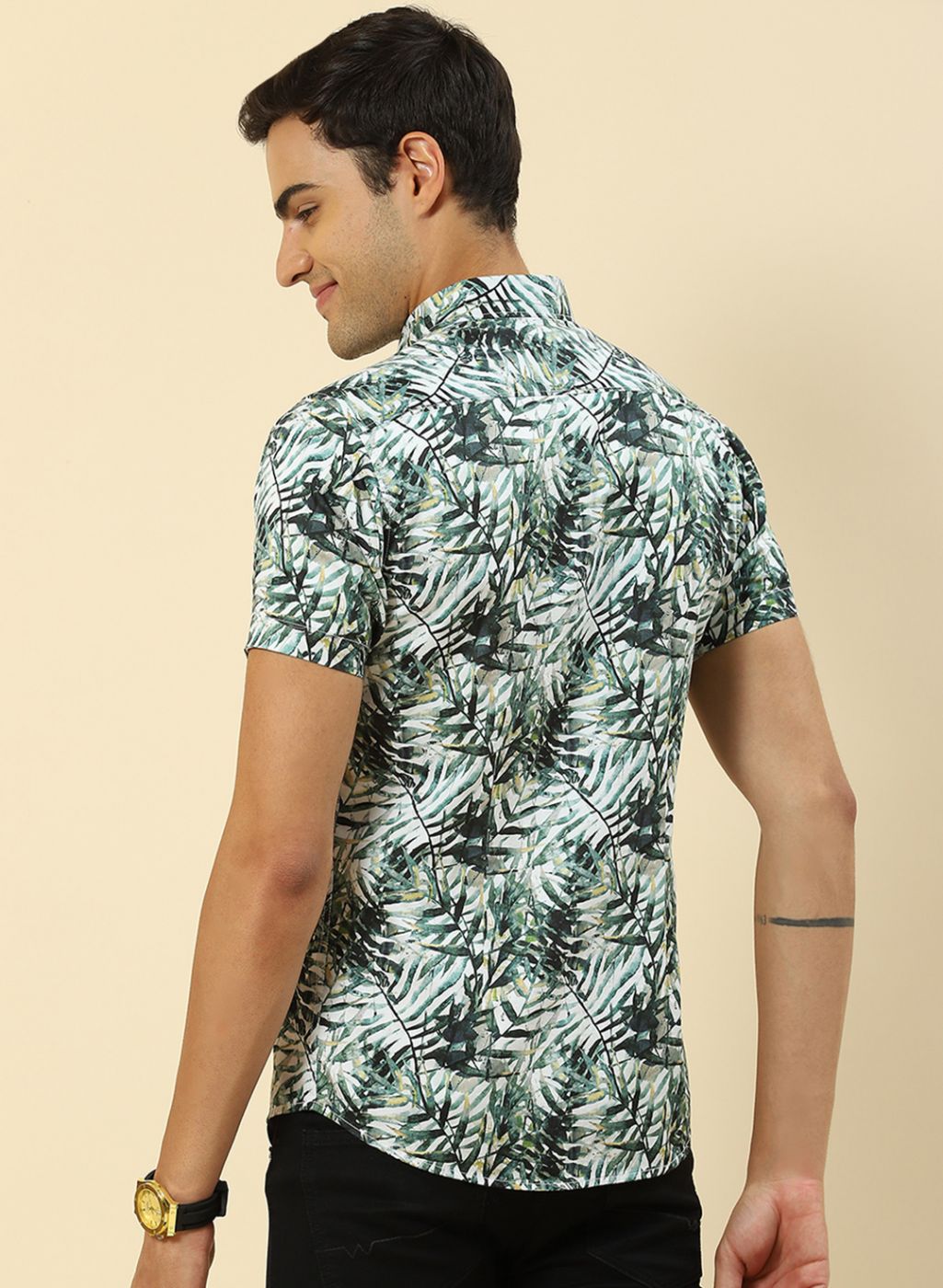Men Green Printed Shirt