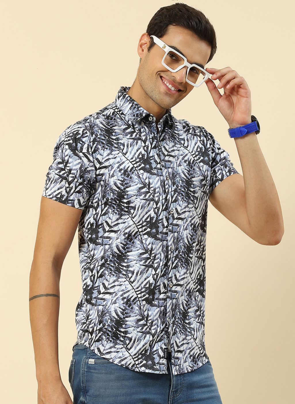Men Blue Printed Shirt