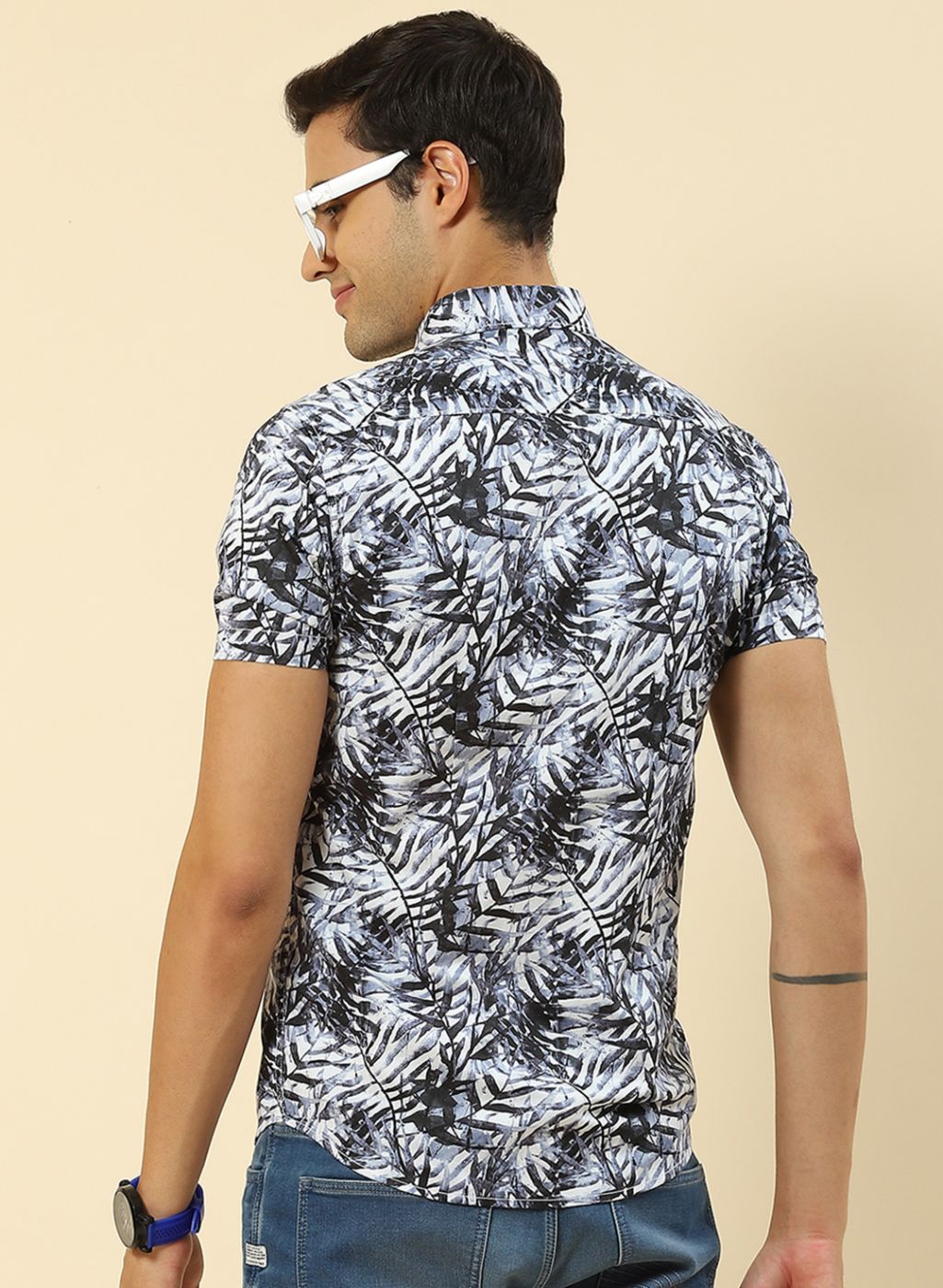 Men Blue Printed Shirt