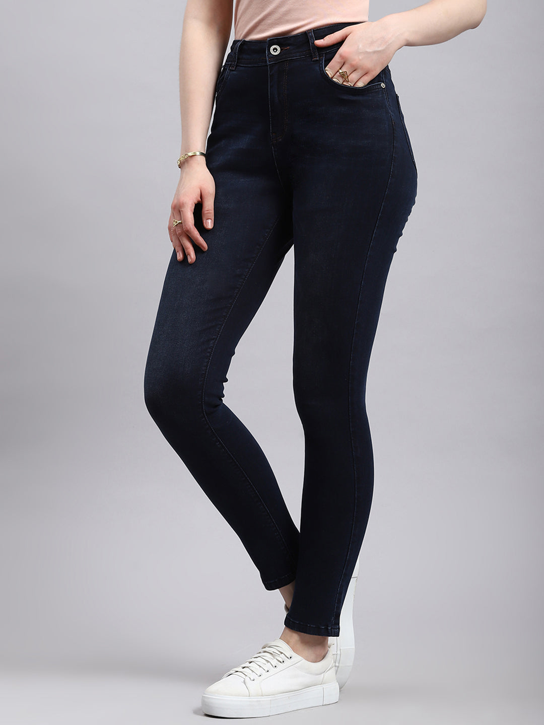 Women Navy Blue Slim Fit Denim