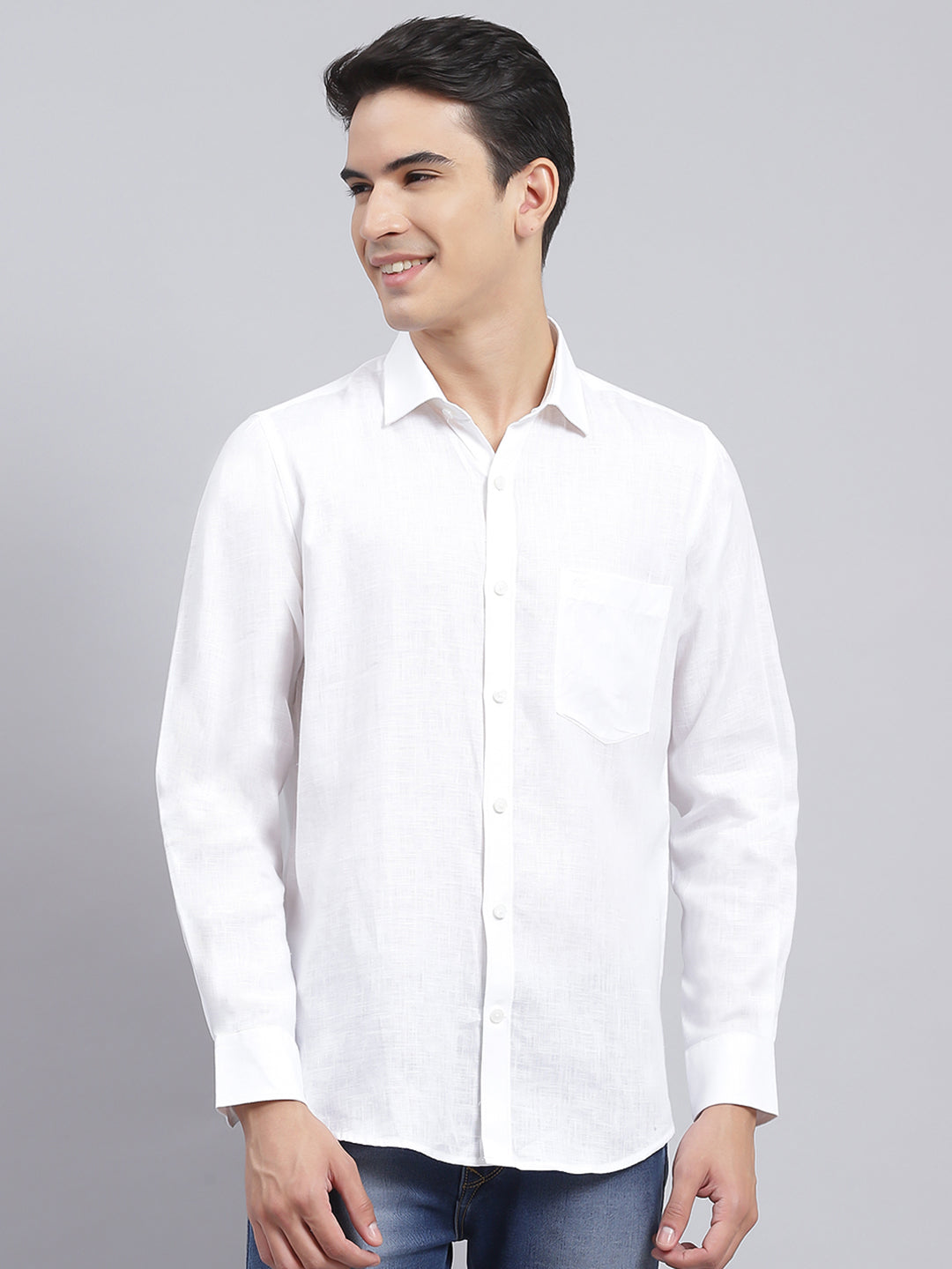 Men White Solid Shirt