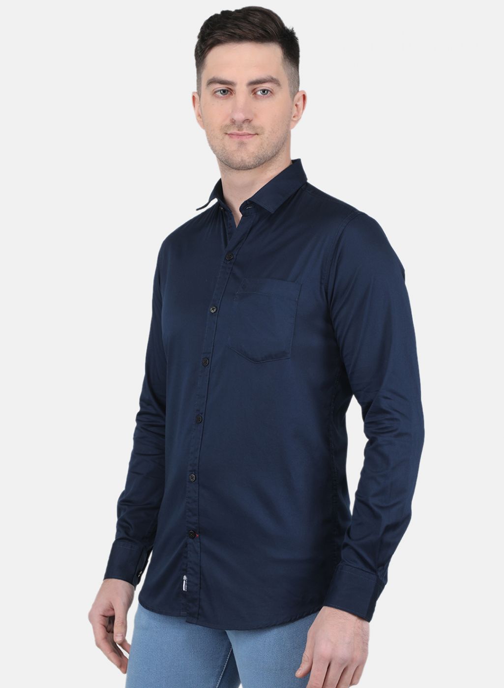 Men NAvy Blue Solid Shirt