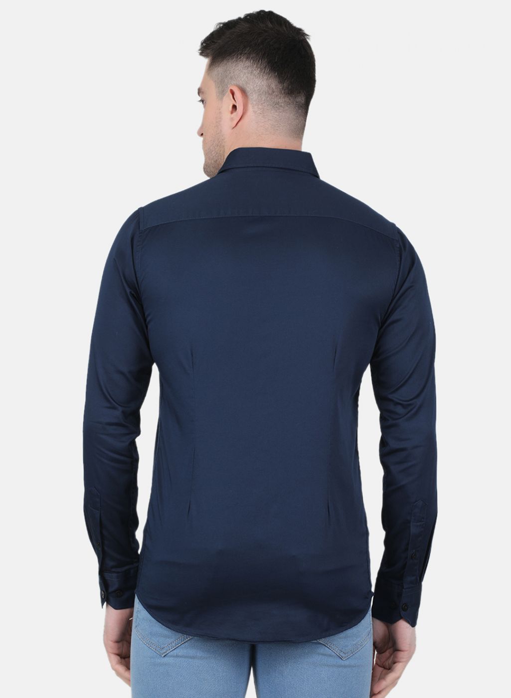 Men NAvy Blue Solid Shirt