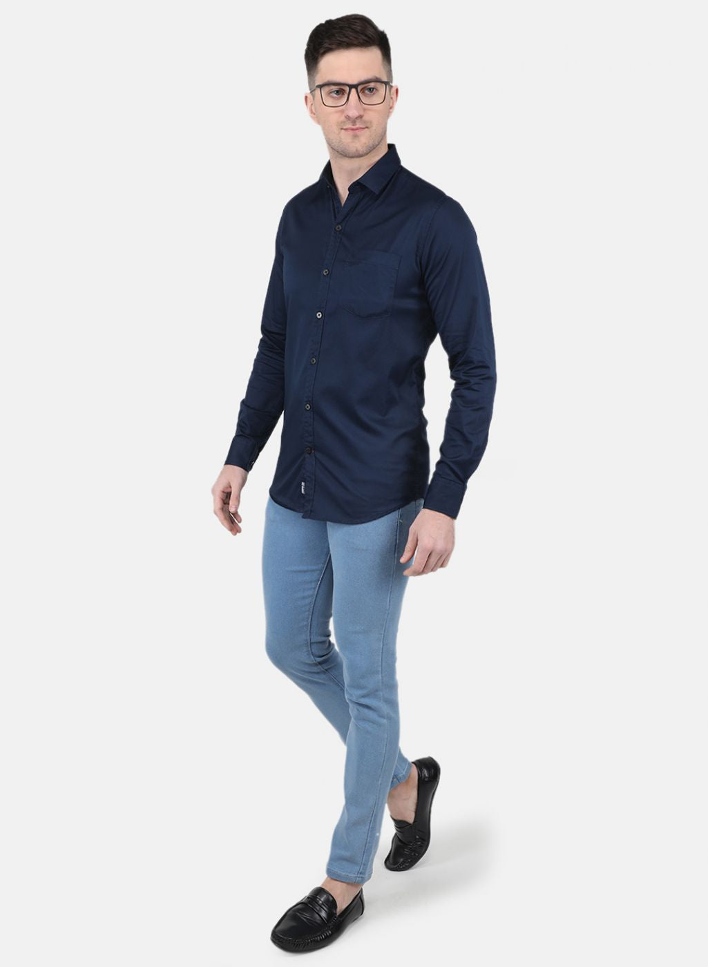 Men NAvy Blue Solid Shirt