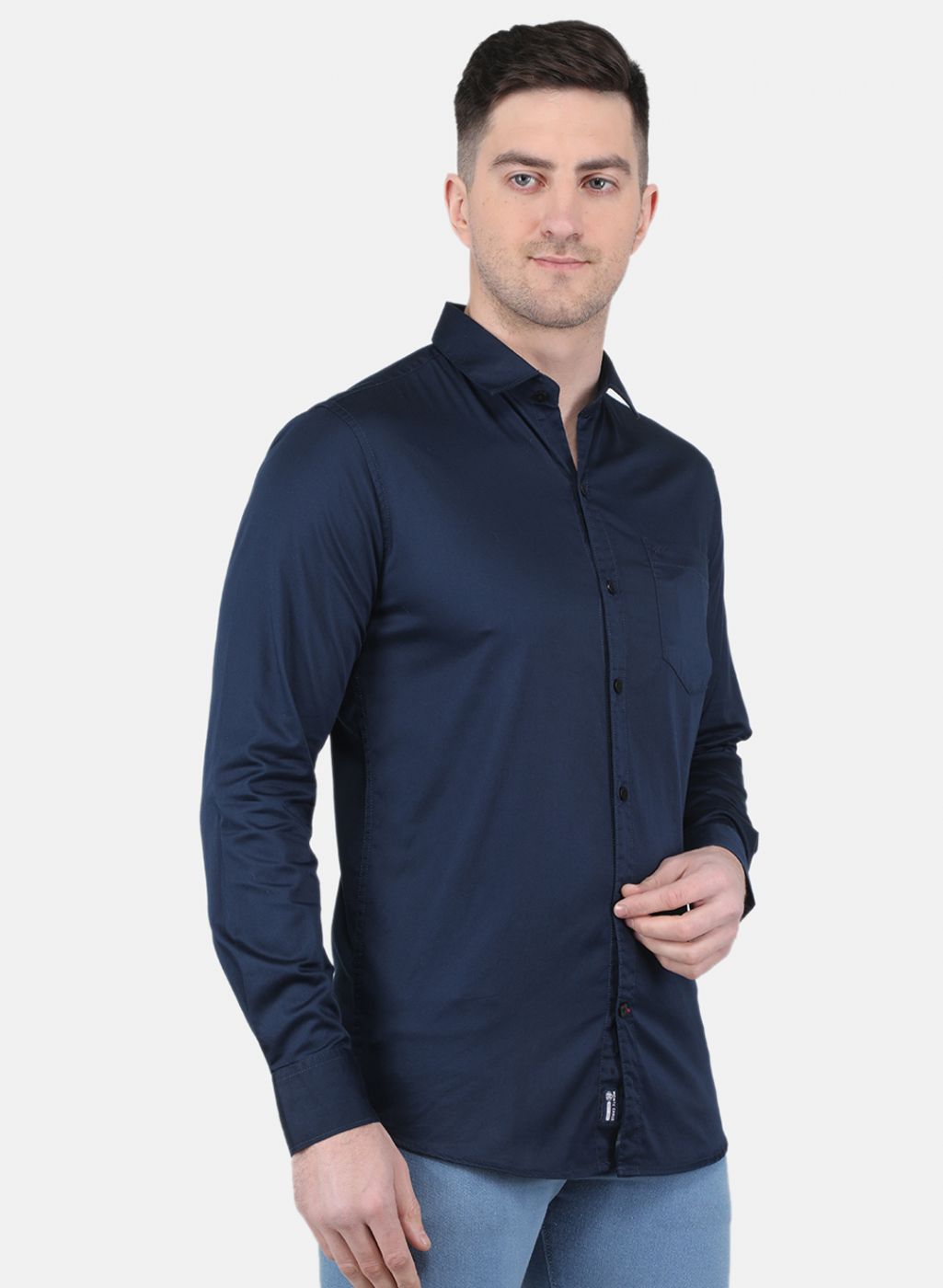 Men NAvy Blue Solid Shirt