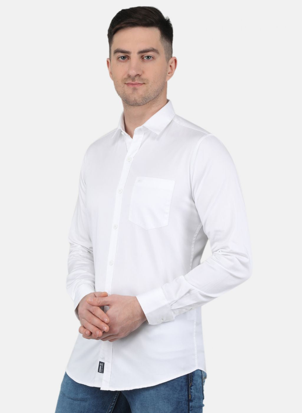 Men White Solid Shirt