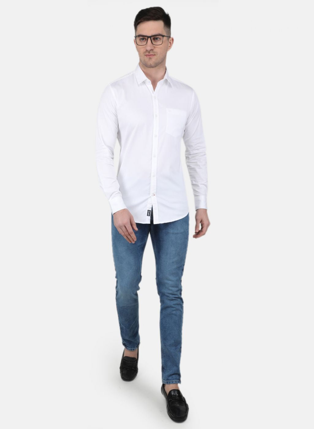 Men White Solid Shirt