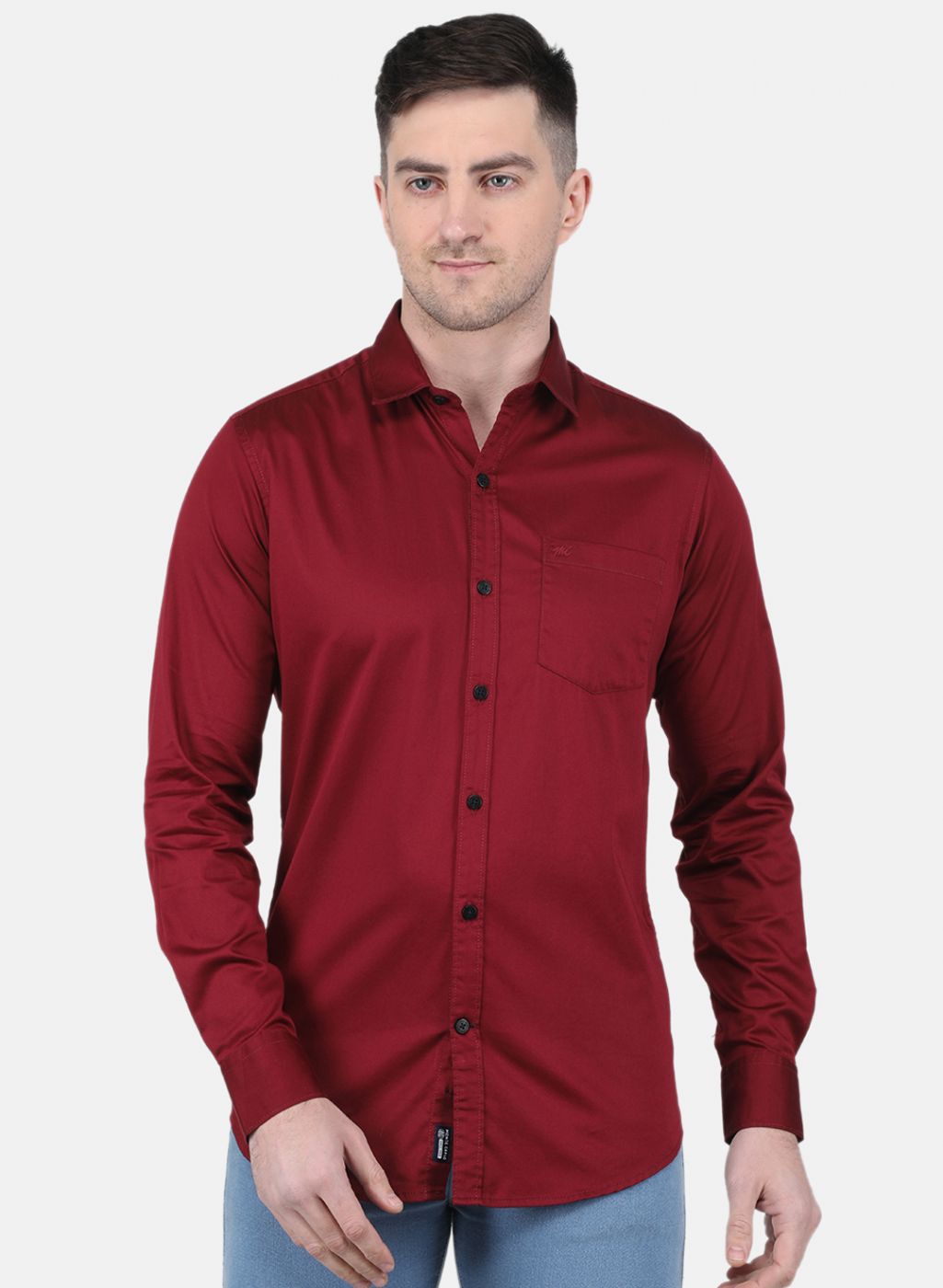 Men Maroon Solid Shirt