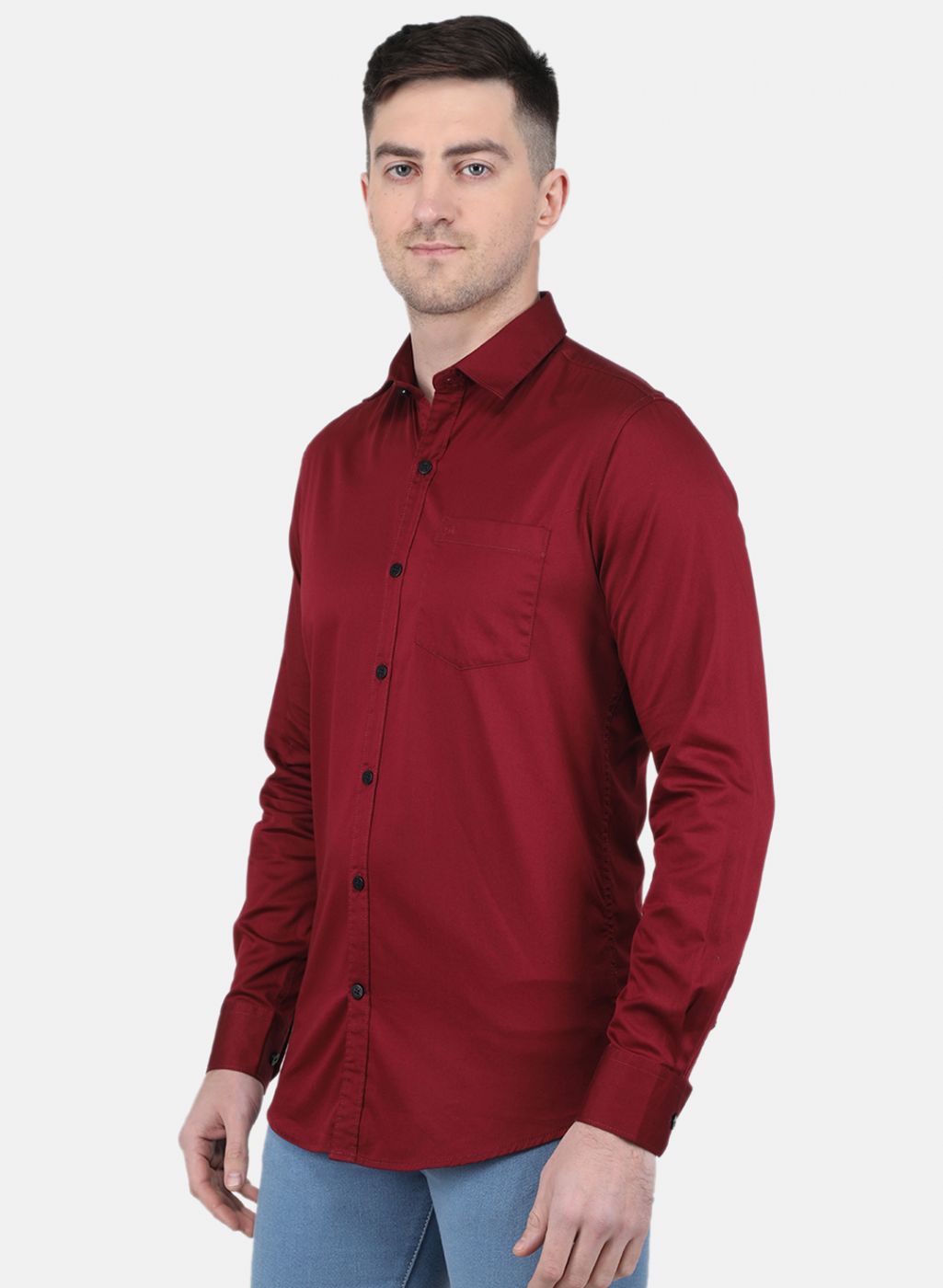 Men Maroon Solid Shirt