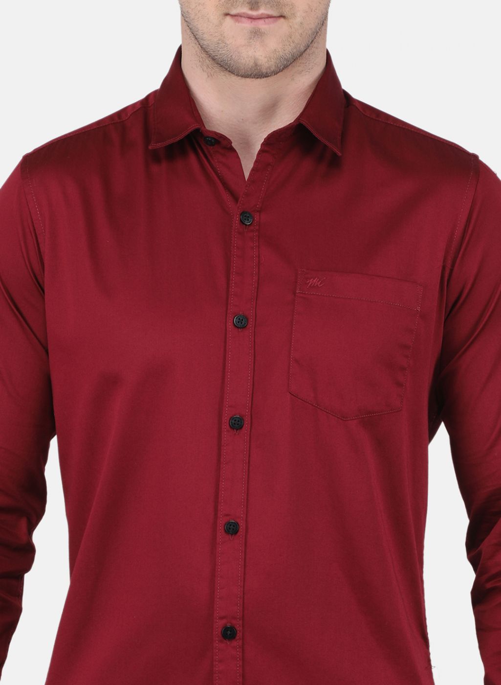 Men Maroon Solid Shirt