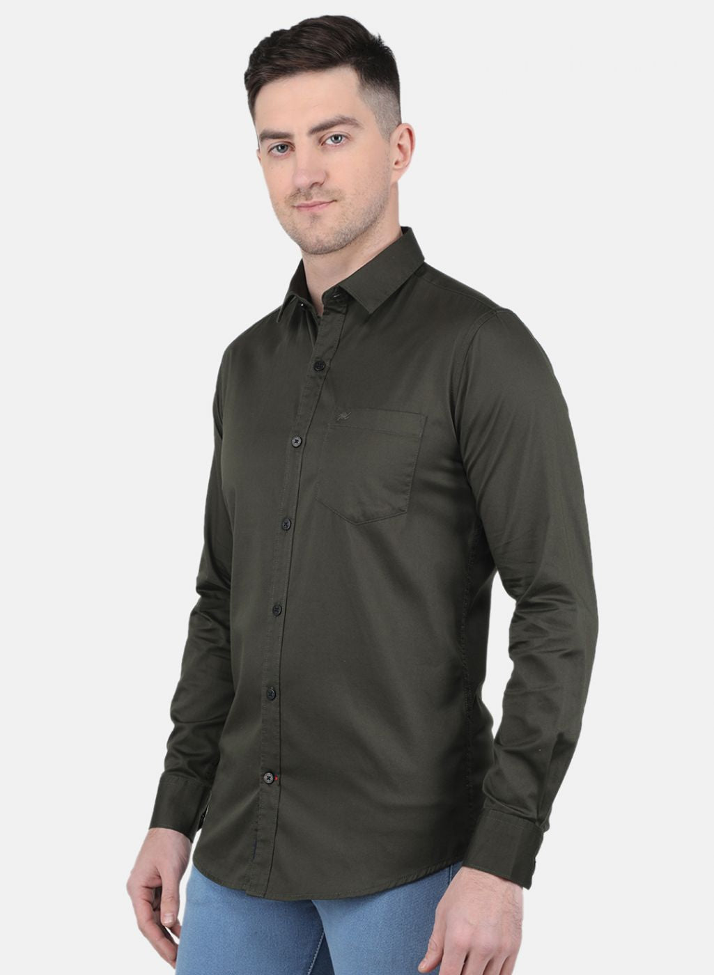 Men Olive Solid Shirt