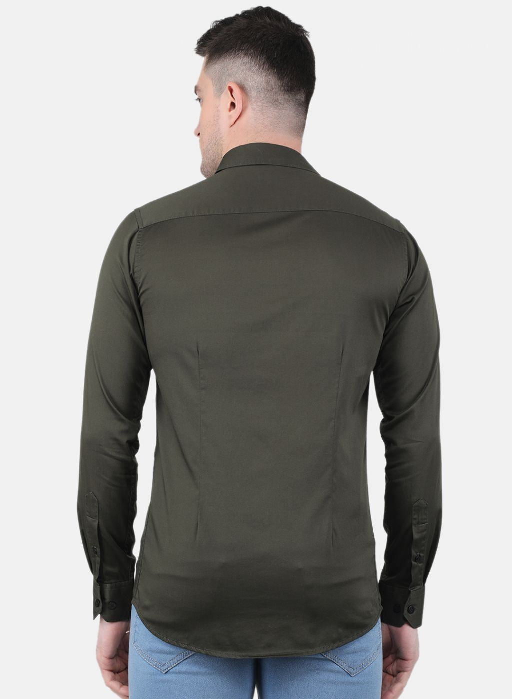 Men Olive Solid Shirt