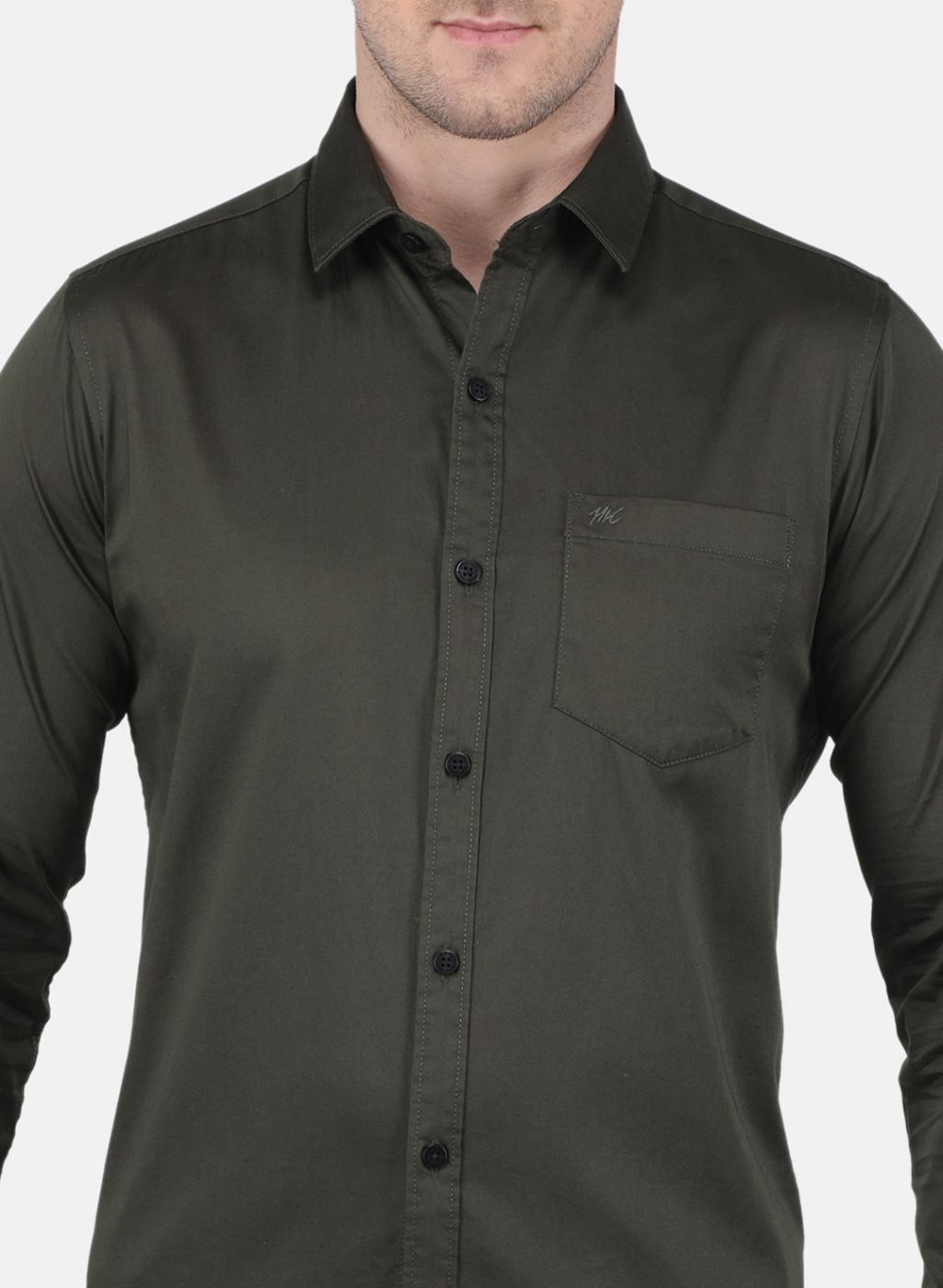 Men Olive Solid Shirt