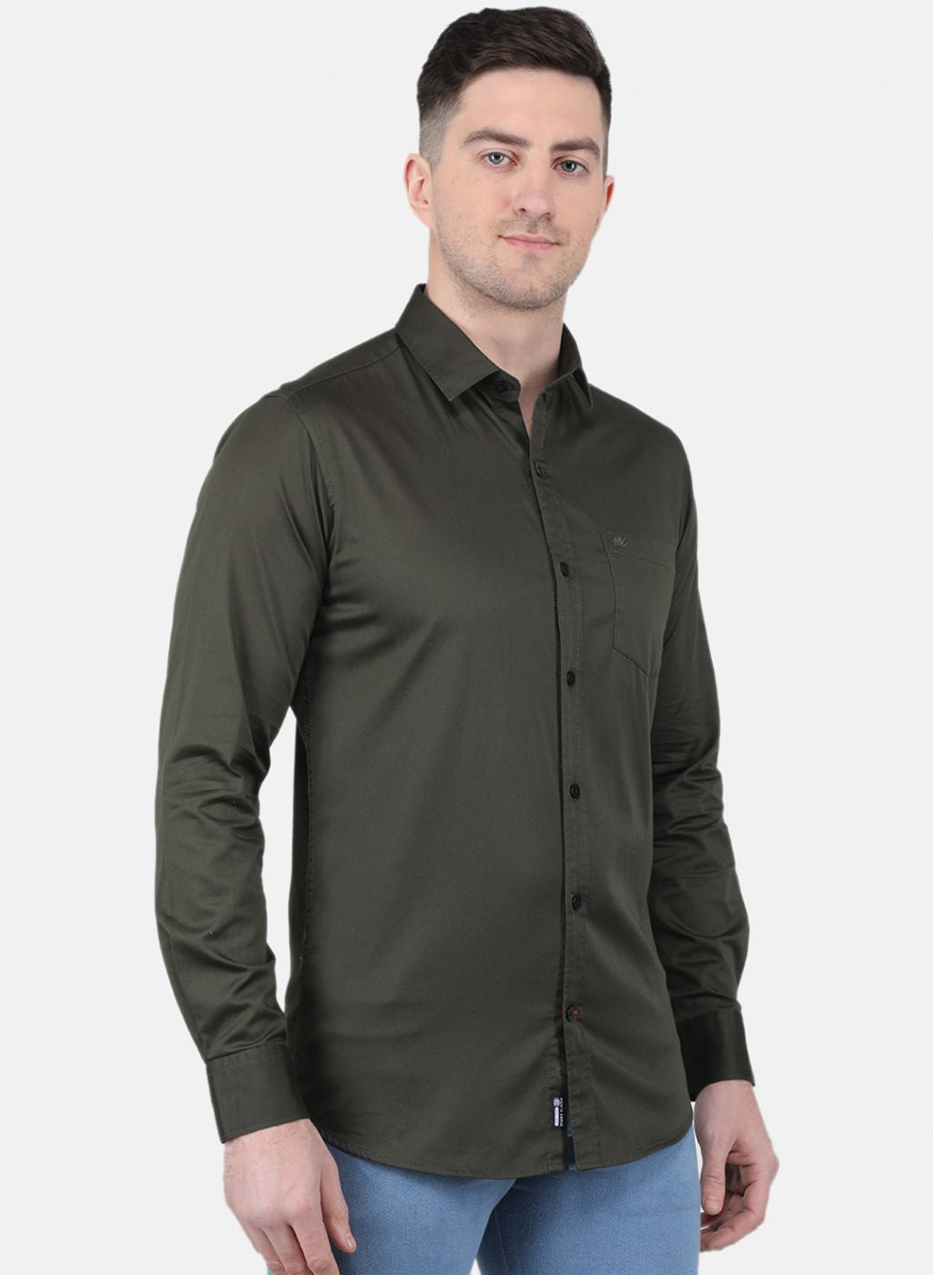 Men Olive Solid Shirt