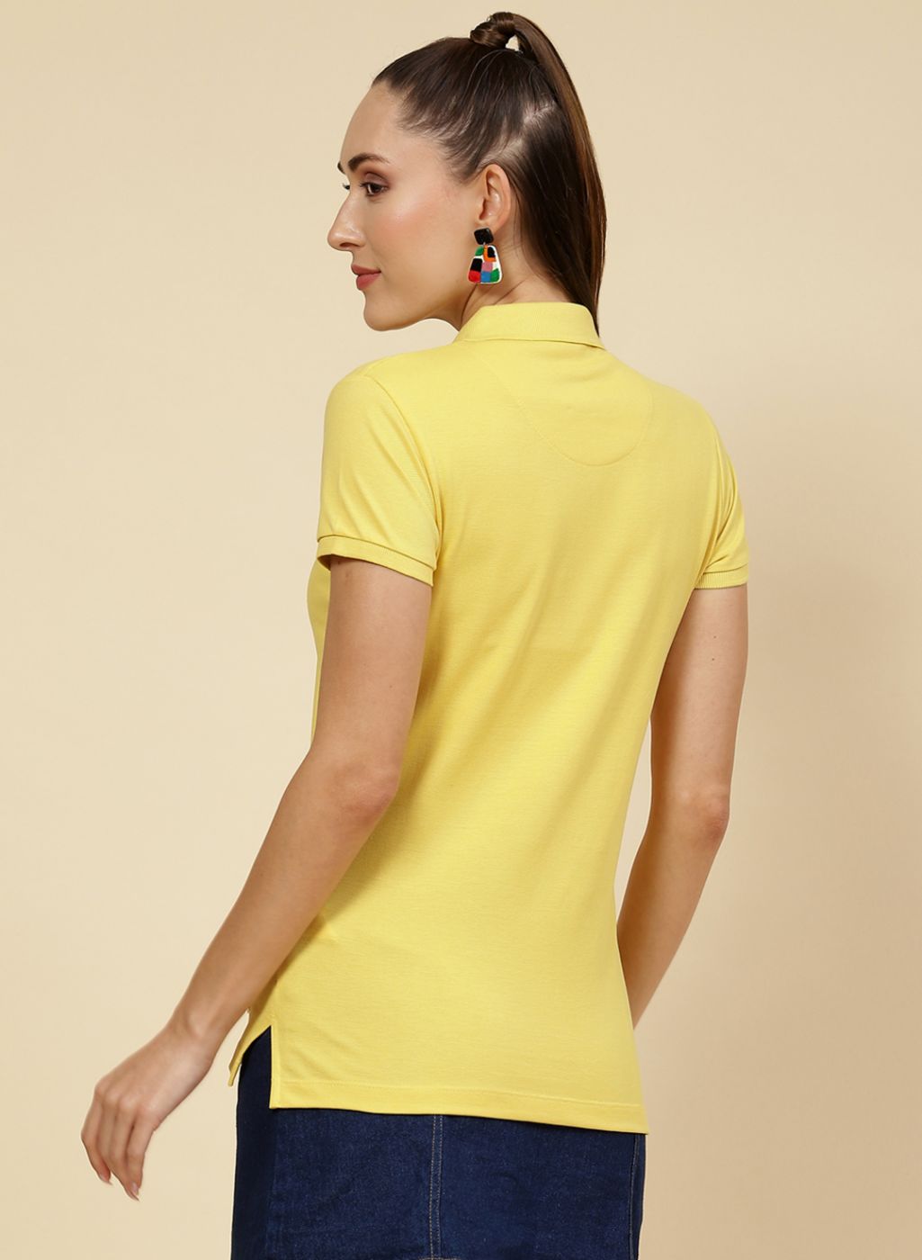 Women Yellow Solid T-Shirt
