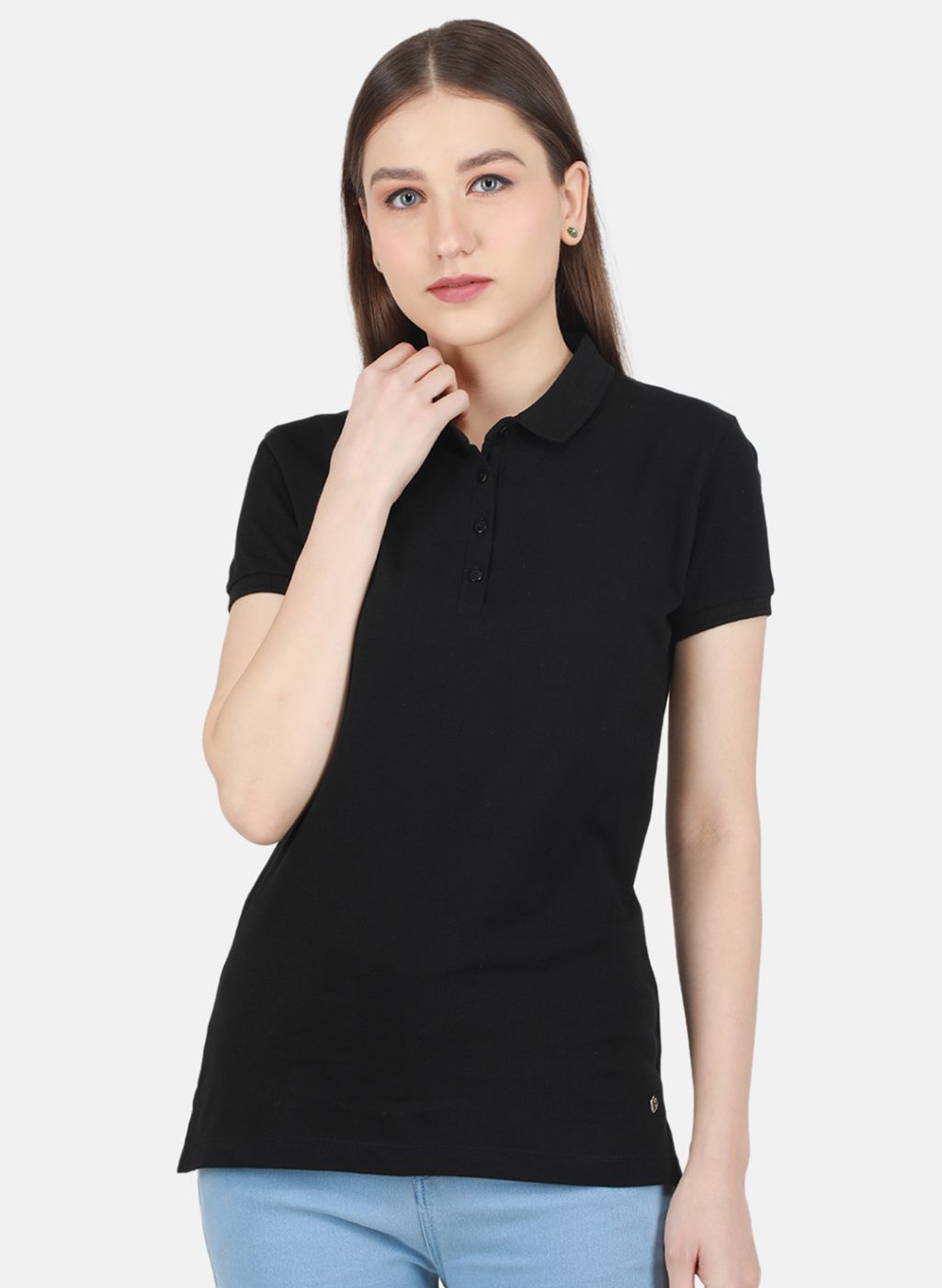 Women Black Solid T-Shirt