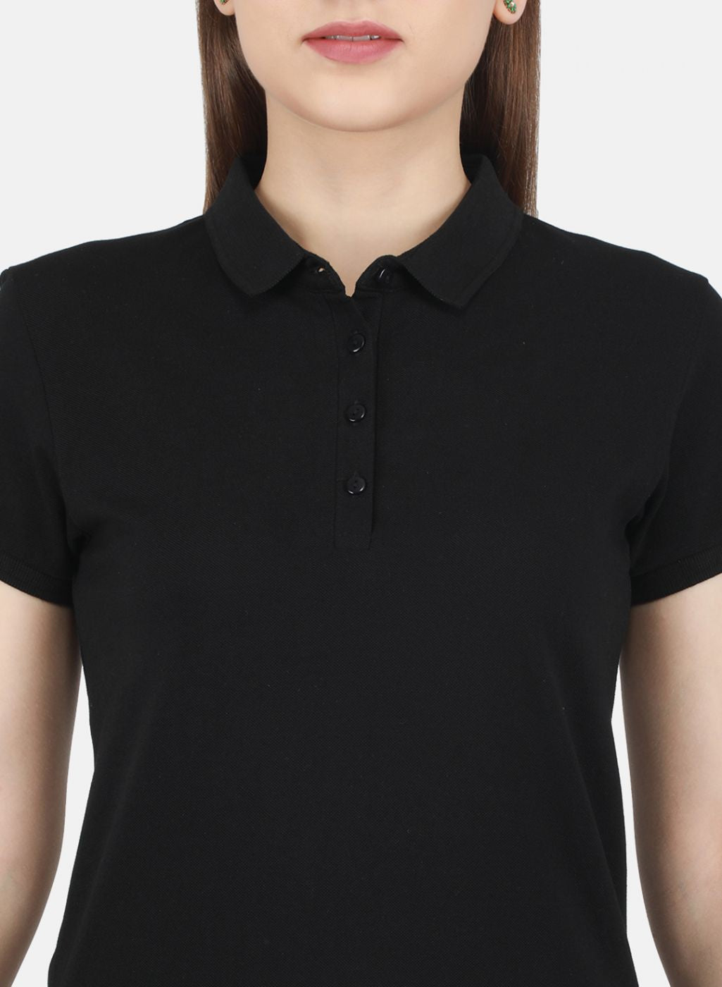 Women Black Solid T-Shirt