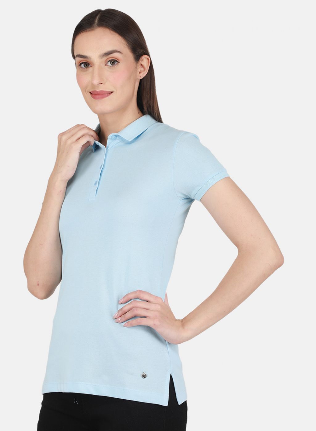 Women Sky Blue Solid T-Shirt
