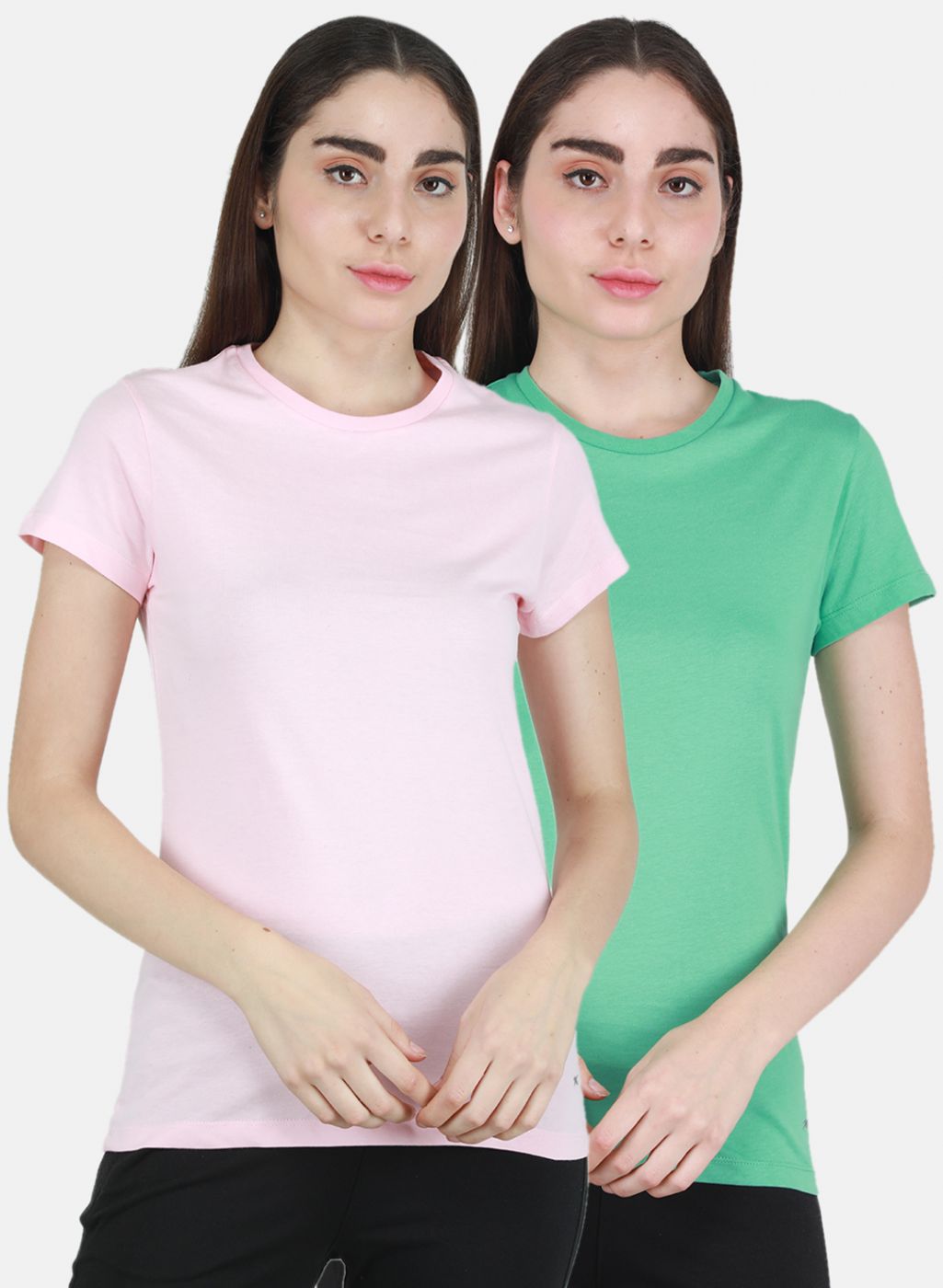 Women Green & Pink Solid Top 2 Pc Set