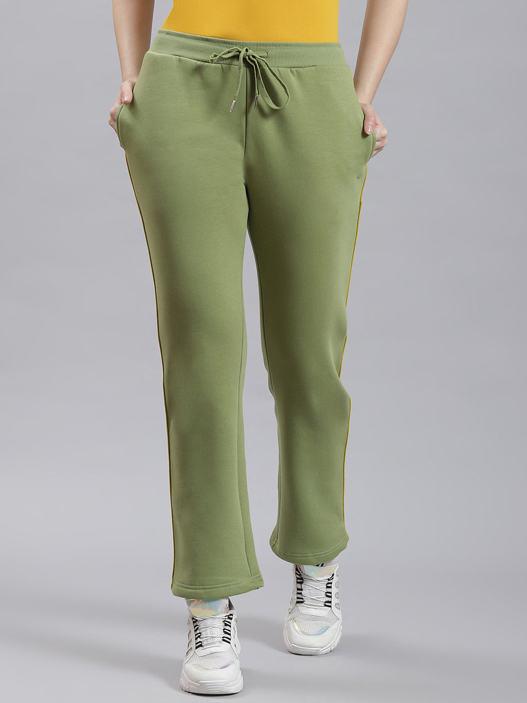 Women Green Plain Winter Lower