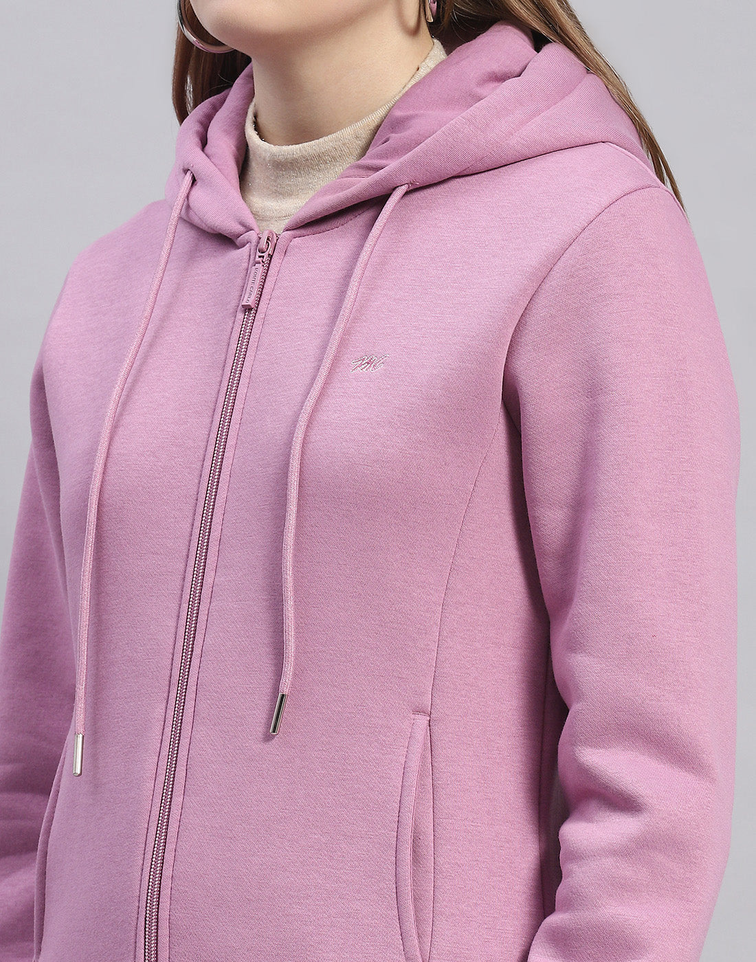 Women Purple Solid Hooded Full Sleeve Sweatshirt
