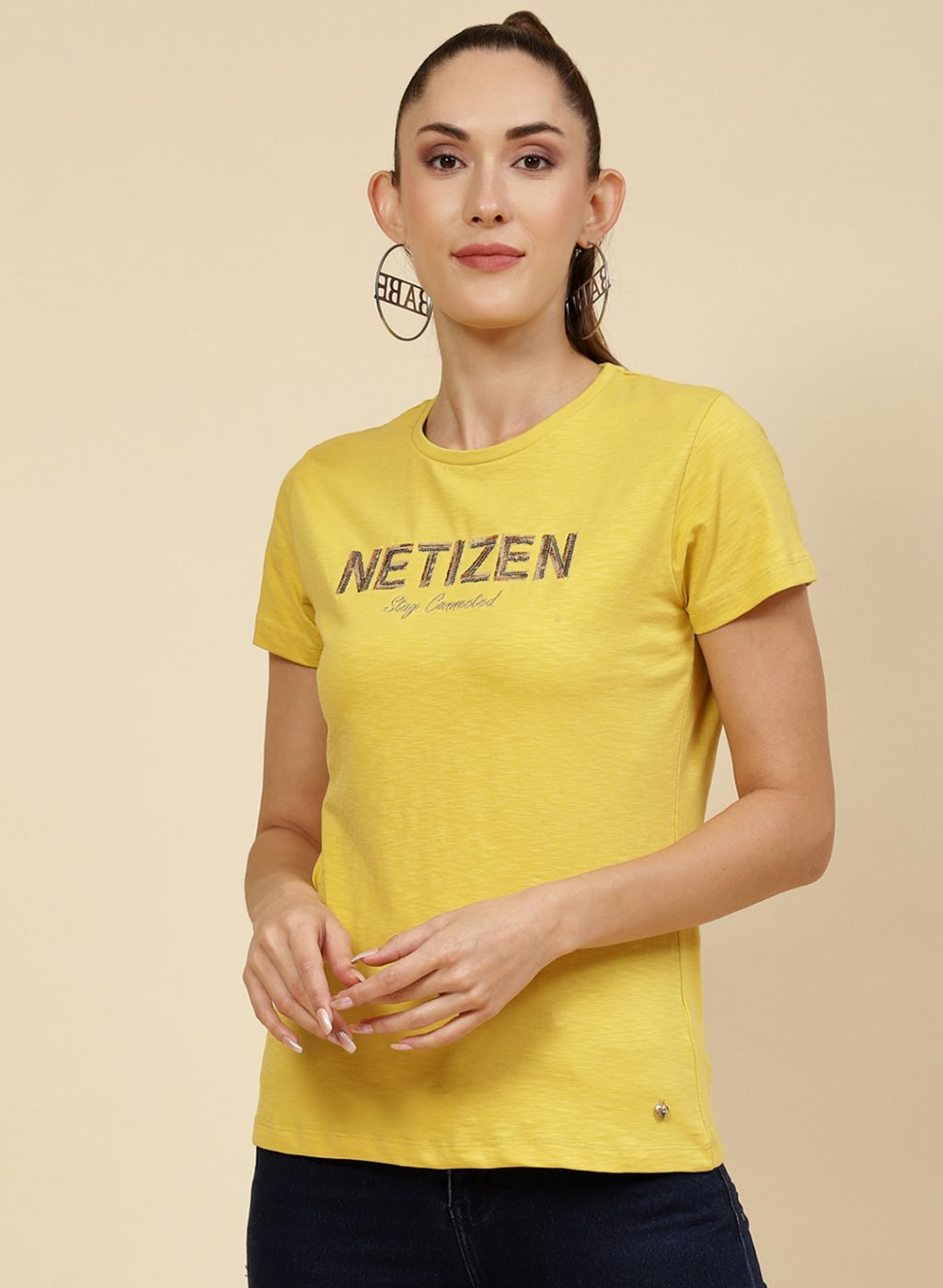 Women Yellow Embroidered Top