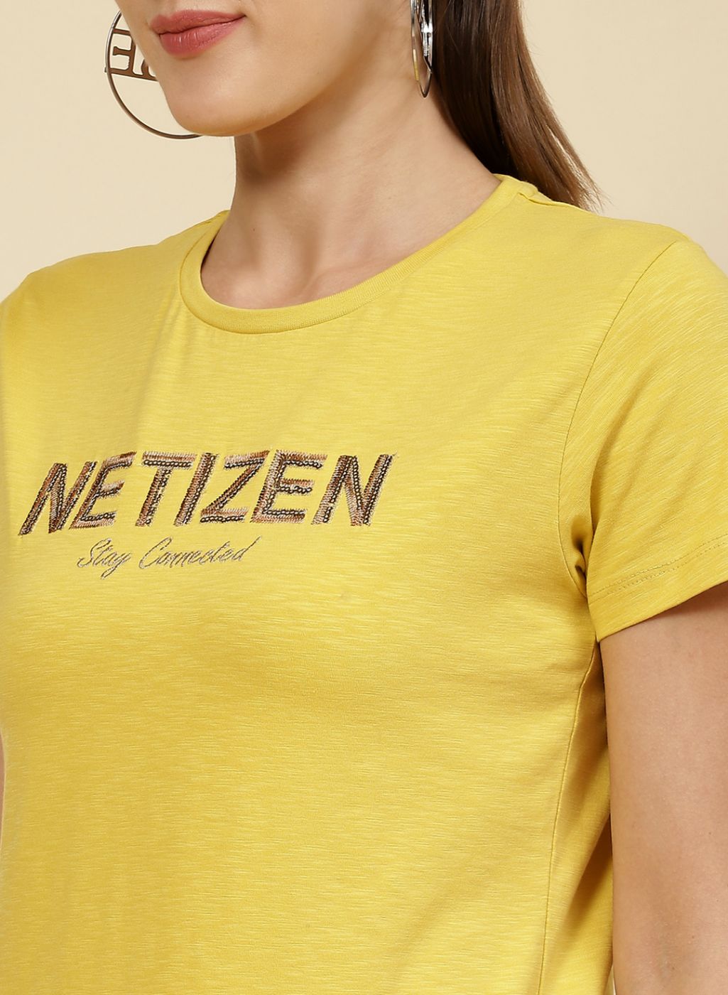 Women Yellow Embroidered Top