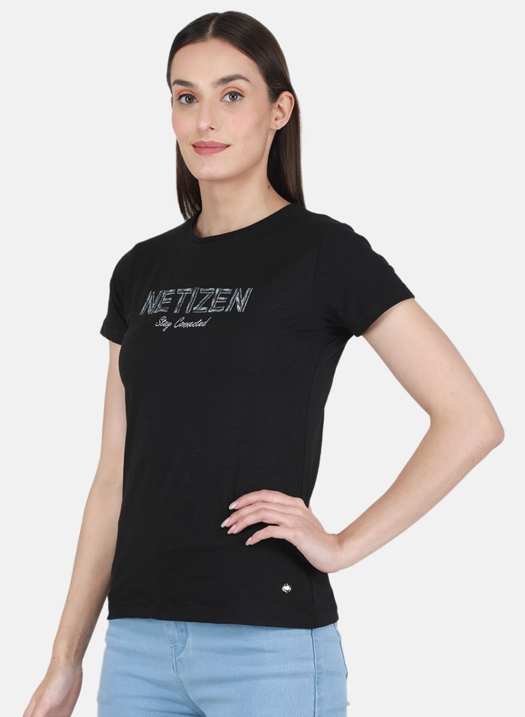 Women Black Embroidered Top