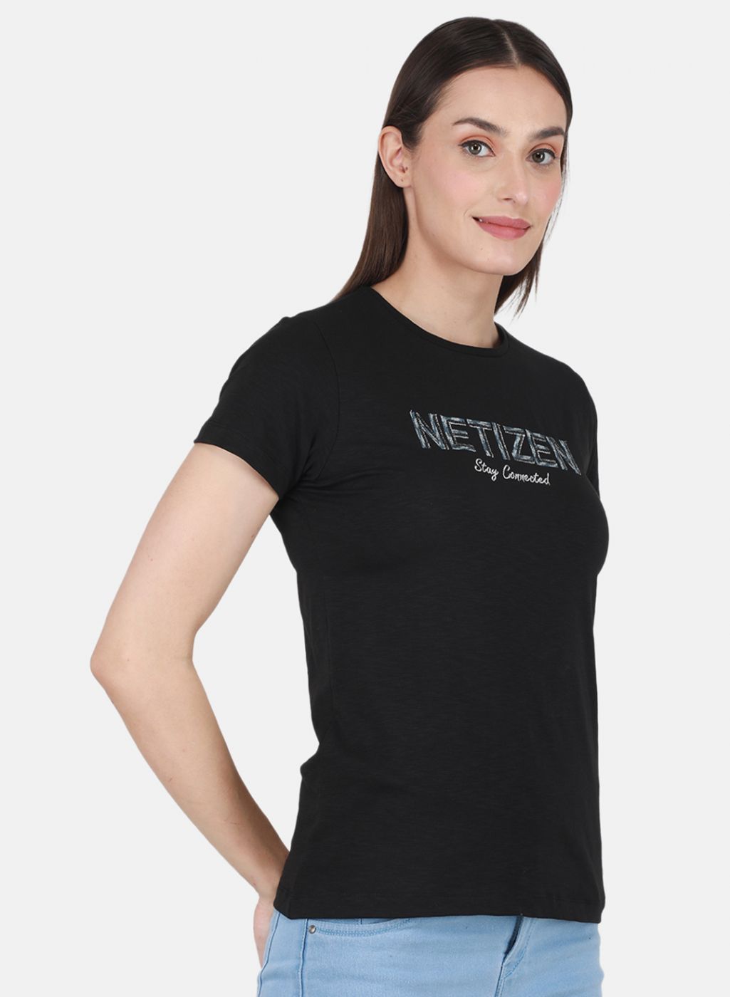 Women Black Embroidered Top