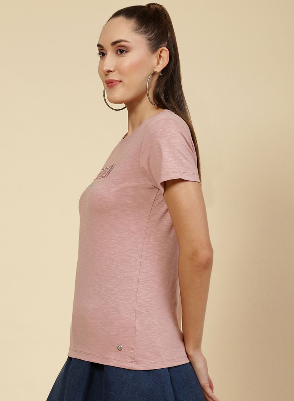 Women Pink Embroidered Top