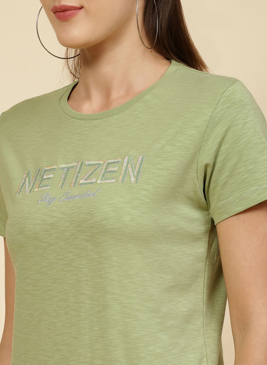 Women Green Embroidered Top