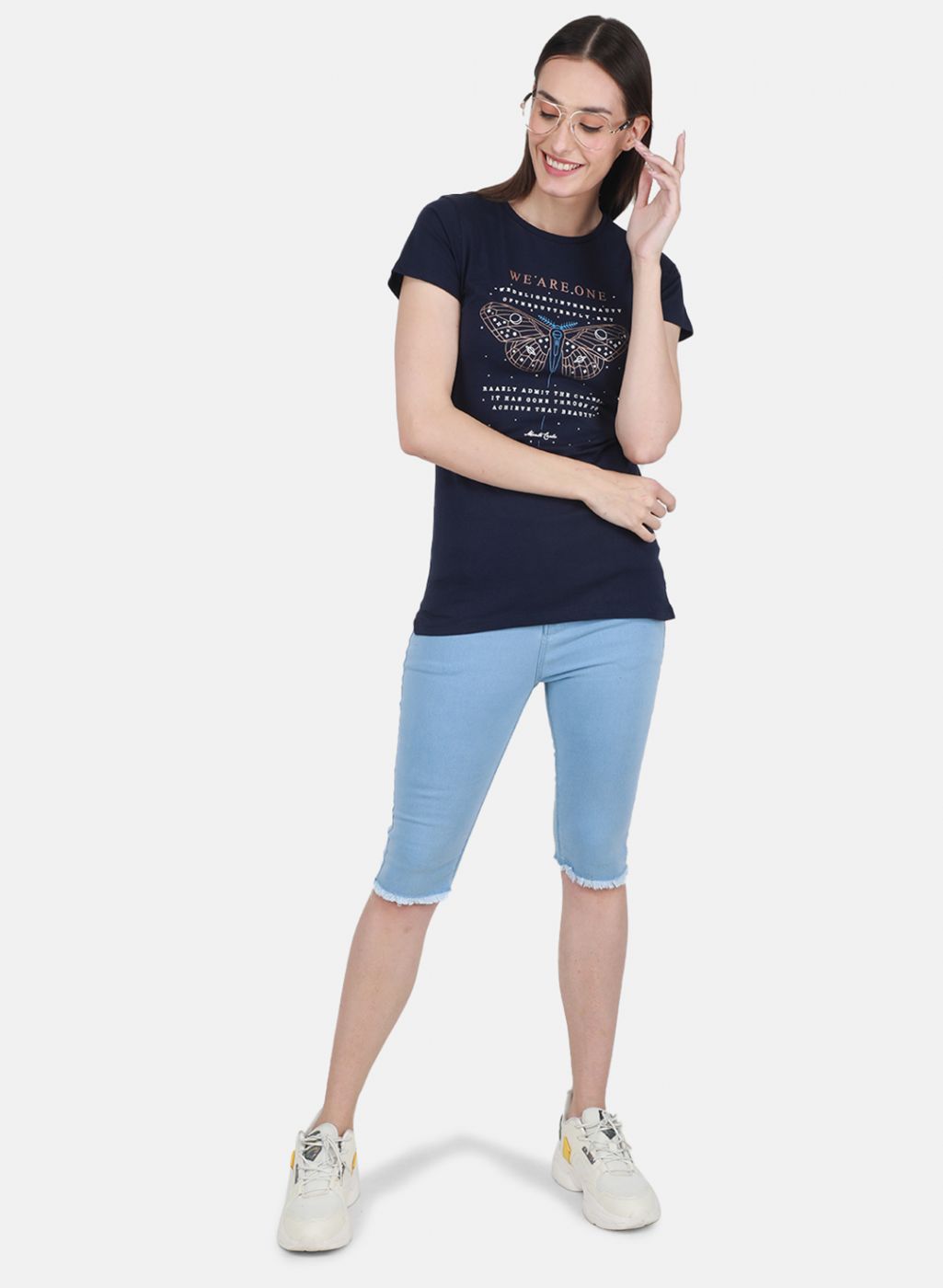 Women Blue & Pink Printed Top 2 Pc Set