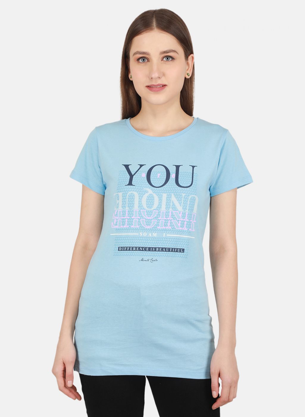 Women Blue & Peach Printed Top 2 Pc Set