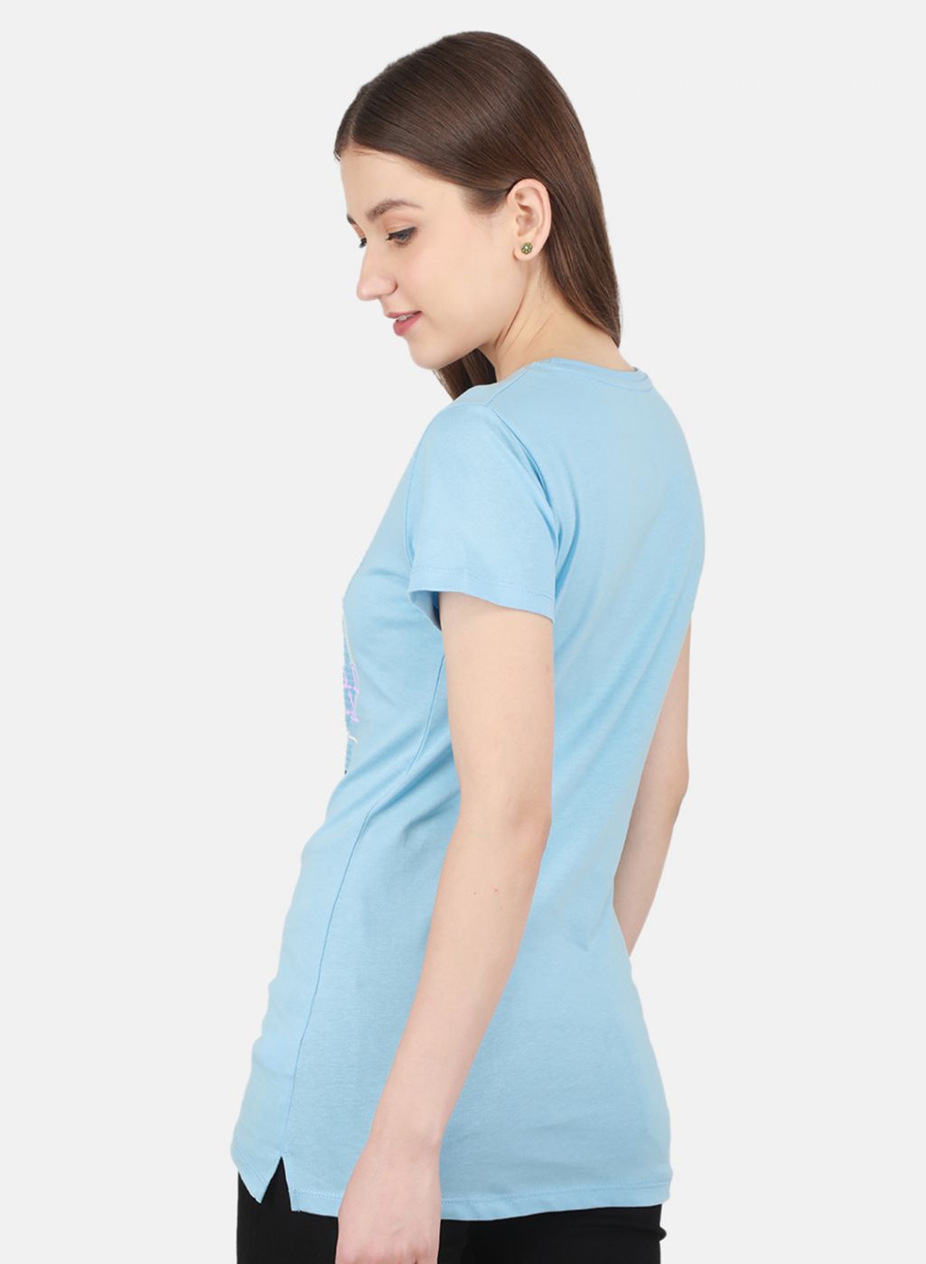 Women Blue & Peach Printed Top 2 Pc Set