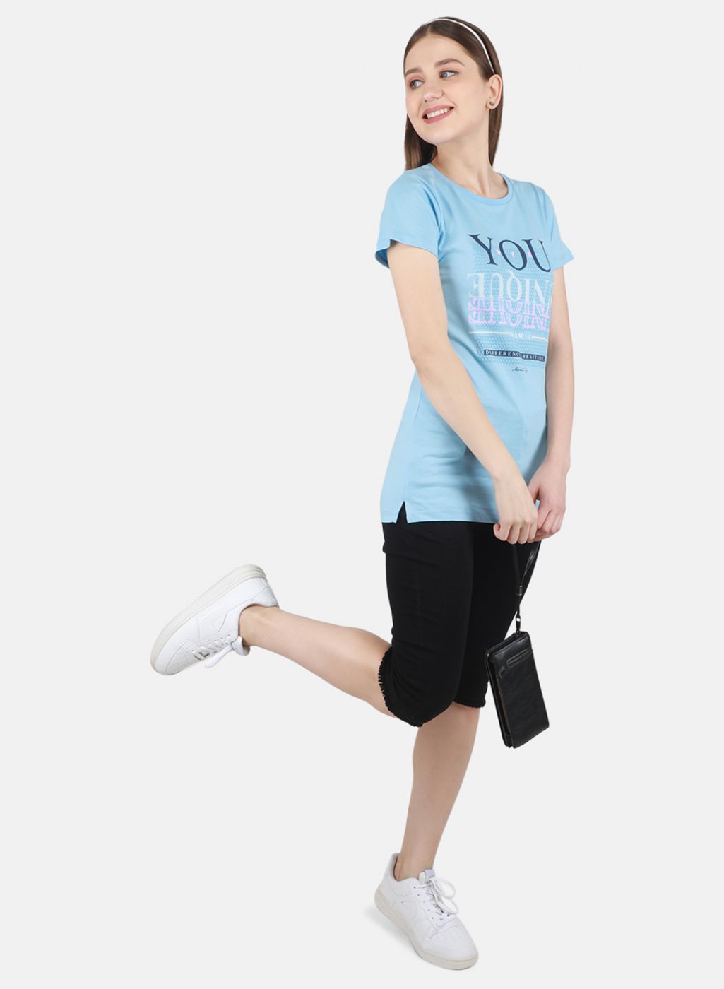 Women Blue & Peach Printed Top 2 Pc Set