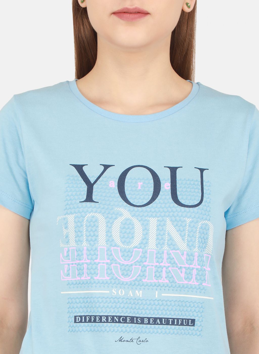 Women Blue & Peach Printed Top 2 Pc Set