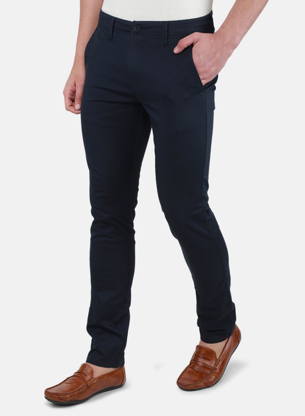 Men NAvy Blue Regular Fit Trouser