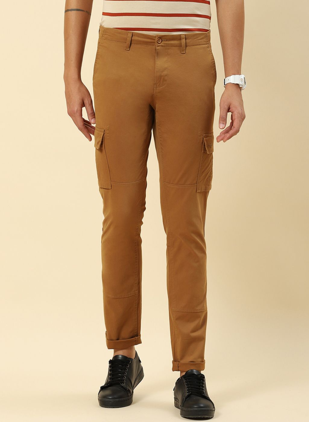Men Khaki Regular Fit Trouser