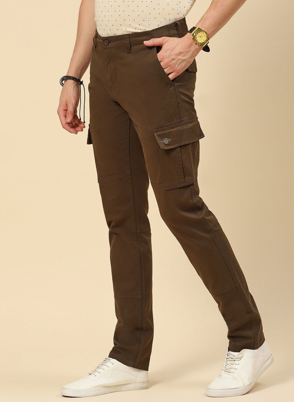 Men Olive Regular Fit Trouser