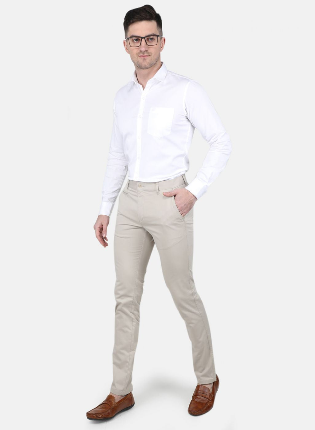 Men Beige Regular Fit Trouser