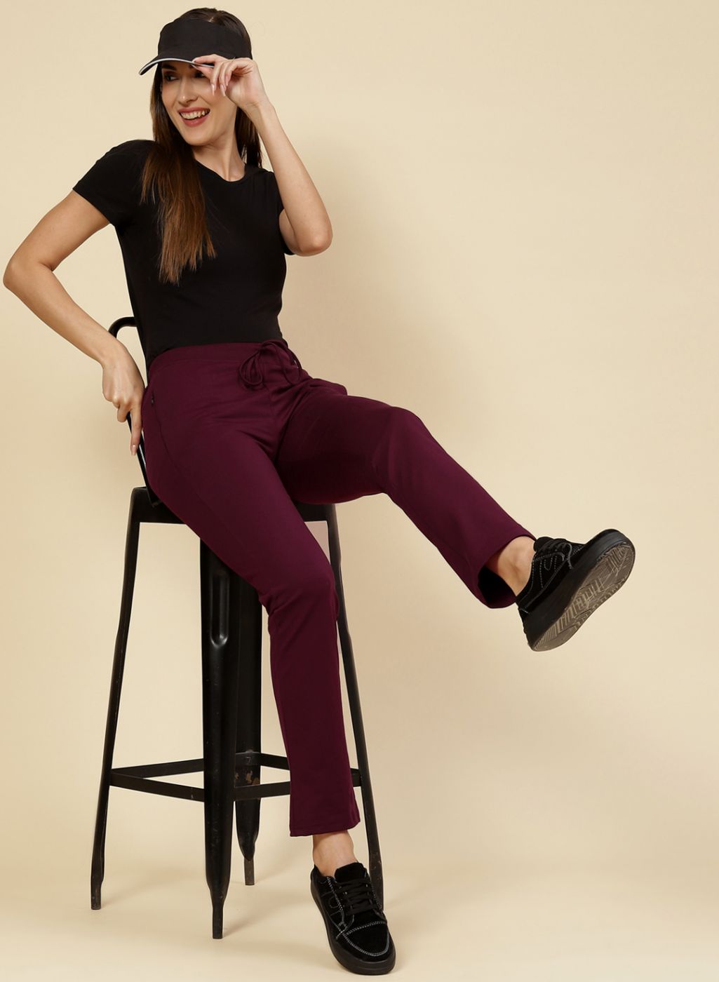 Women Maroon Regular Fit Lower